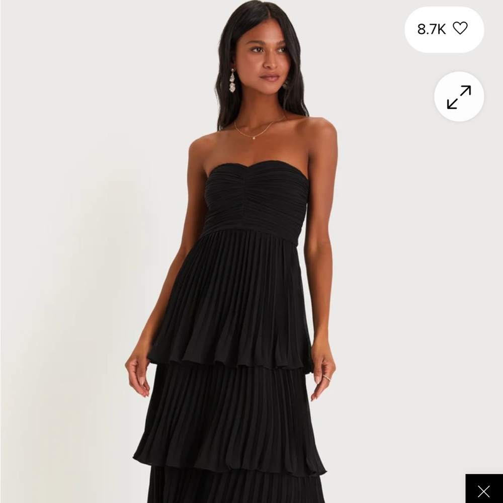NWT Lulu’s Seriously Sensational Black Strapless Tiered Maxi Dress